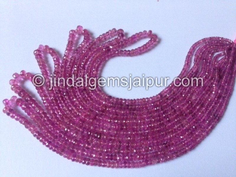 Rubellite Tourmaline Faceted Roundelle Shape Beads
